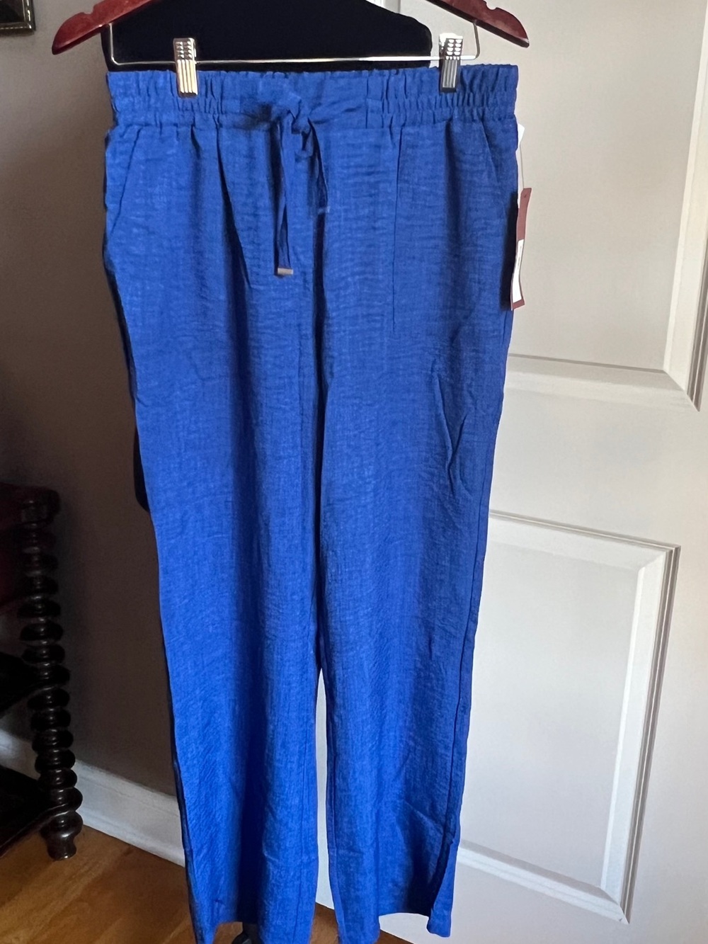 Wide-Leg Drawstring Pants in Cobalt Blue